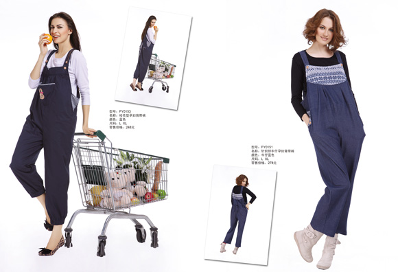 豐孕yunf背帶褲牛仔藍