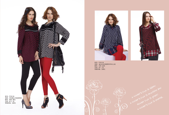 豐孕波點襯衫領(lǐng)yunf上裝紅