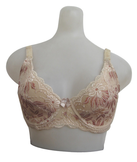 婷峰膚色帶花蕾絲哺乳文胸