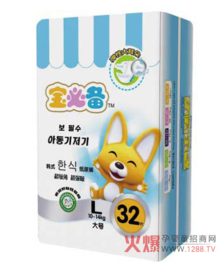 寶必備彈性大耳朵紙尿褲L32片