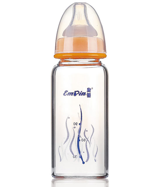 皇嬰標口晶鉆玻璃大奶瓶180ml橘黃色