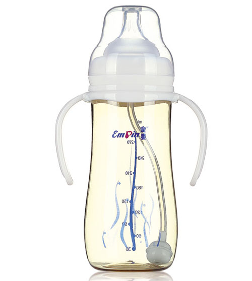 皇嬰PPSU寬口圓弧自動(dòng)奶瓶300ml白色