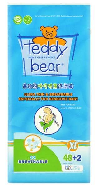 泰迪熊呼吸特薄大包裝yinge紙尿褲藍色XL碼