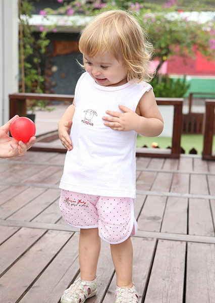 摩可拿粉紅無袖女童夏季新款套裝