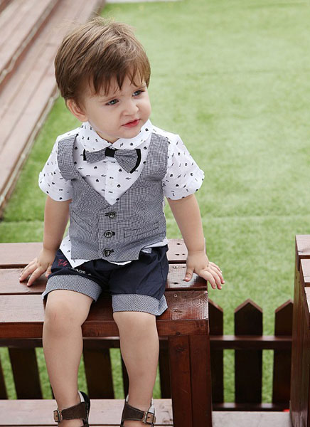 摩可拿小紳士男童假三件套