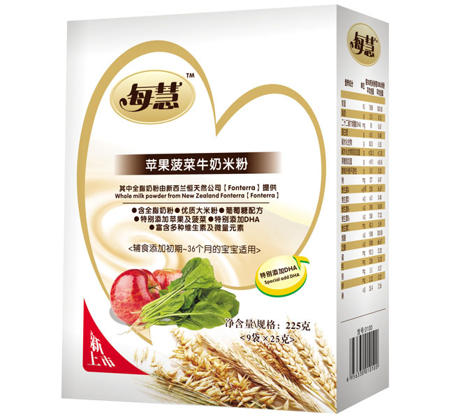 每慧蘋(píng)果菠菜牛奶米粉225