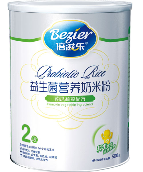 倍滋樂(lè)500克聽裝南瓜蔬菜益生菌米粉2段