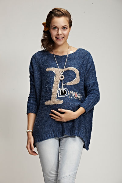 添茜深藍(lán)針織yunf服