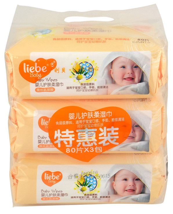 利貝yinge護膚柔濕巾80片X3包