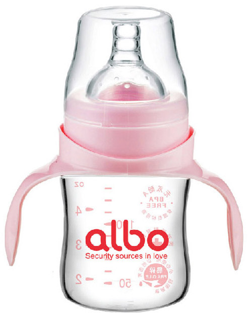 愛樂寶寬口晶鉆玻璃奶瓶150ml粉色