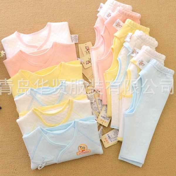 樂嬰健純棉保暖yinge反袖口肚衣套裝