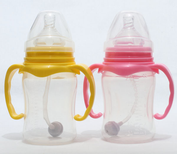 新兒寶寬口210ml雙耳自動圓腰形PP奶瓶