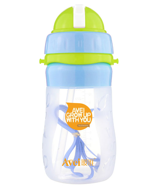 噯唯吸管式硅膠水壺藍色