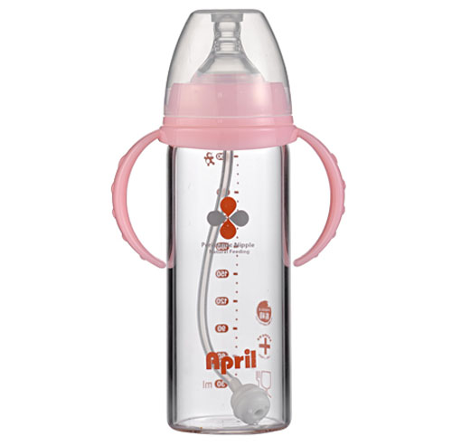 愛普麗鉑金寬口玻璃奶瓶280ml粉色