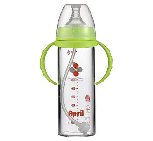 愛(ài)普麗鉑金寬口玻璃奶瓶280ml綠色