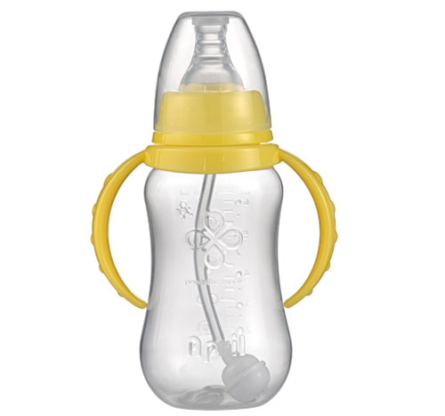 愛普麗標(biāo)口弧形PP奶瓶120ml黃色