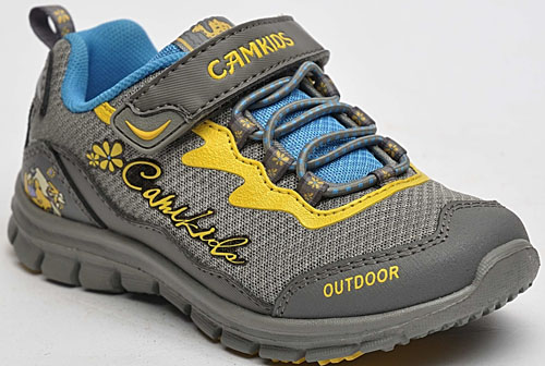 駱駝兒童登山鞋灰夾黃色
