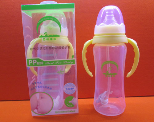 苗哺專家8安標(biāo)口雙耳帶自動(dòng)吸管奶瓶