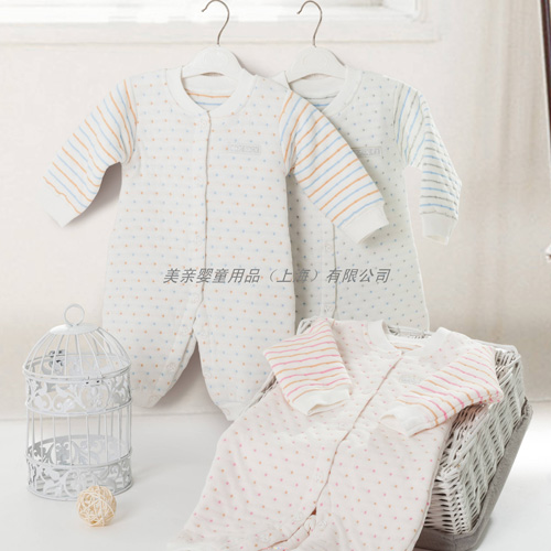 美親yinge有機棉條紋連體服