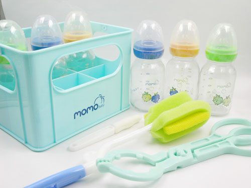 貝三寶歐式奶瓶籃加6支標(biāo)口玻璃奶瓶大禮包