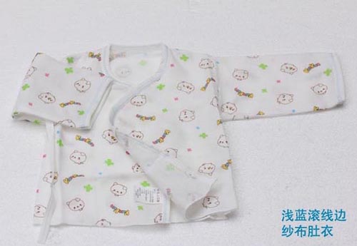 KUNKUNyinge紗布肚衣淺藍(lán)滾線邊