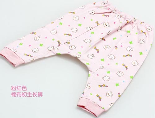KUNKUNyinge棉質(zhì)初生長褲粉紅色