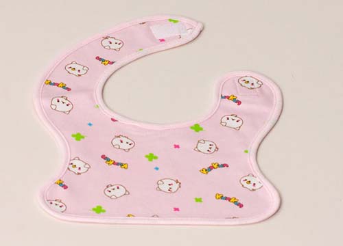 KUNKUN棉布印花yinge口水巾粉紅色