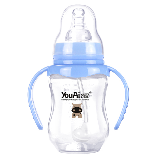 幼愛PP標(biāo)口帶柄自動吸葫蘆奶瓶125ml
