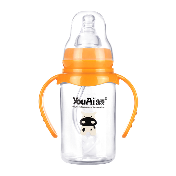 幼愛PP標(biāo)口帶柄自動(dòng)吸直身奶瓶120ml