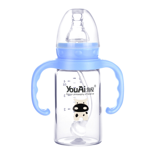 幼愛帶柄自動(dòng)吸晶鉆玻璃標(biāo)口奶瓶120ml