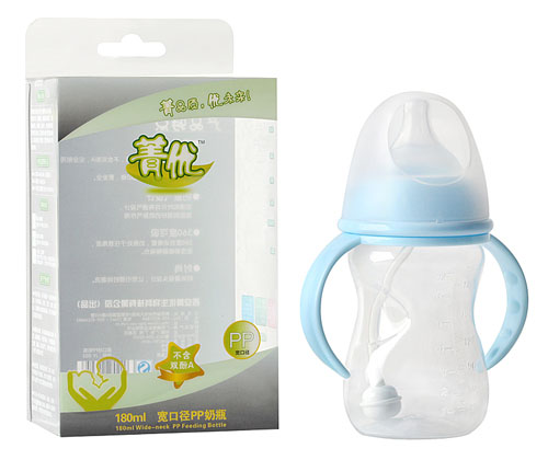 菁優(yōu)寬口徑PP奶瓶180ml藍(lán)色