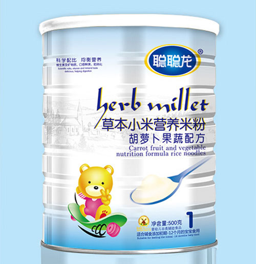 聰聰龍胡蘿卜果蔬配方草本小米米粉1段聽(tīng)裝