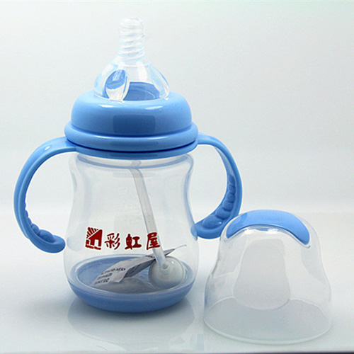 彩虹屋PP寬口徑感溫奶瓶200ML藍(lán)色