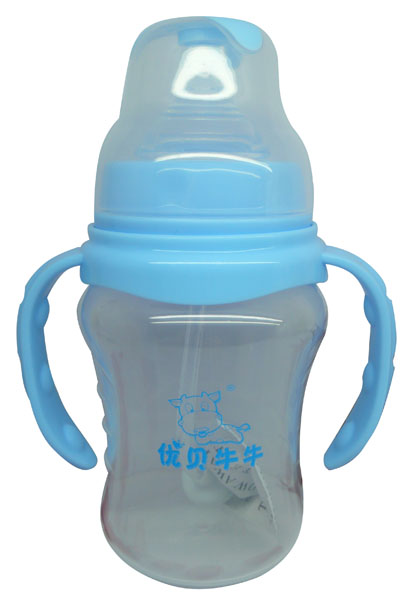 優(yōu)貝牛牛藍色寬口雙柄全自動PP奶瓶210ml