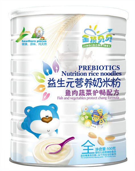 金頂貝貝魚(yú)肉蔬菜護(hù)暢配方益生元奶米粉聽(tīng)裝