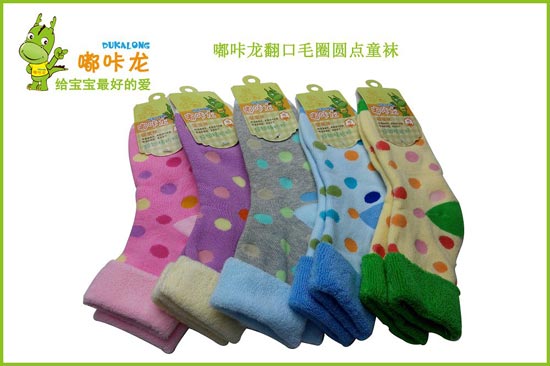 嘟咔龍翻口毛圈圓點(diǎn)嬰童襪6雙禮盒裝童襪