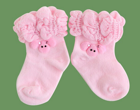 圣嬰島yinge花邊襪粉色