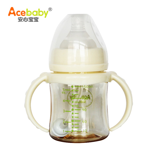 安心寶寶150ml-PPSU雙耳自動寬口奶瓶黃色手柄