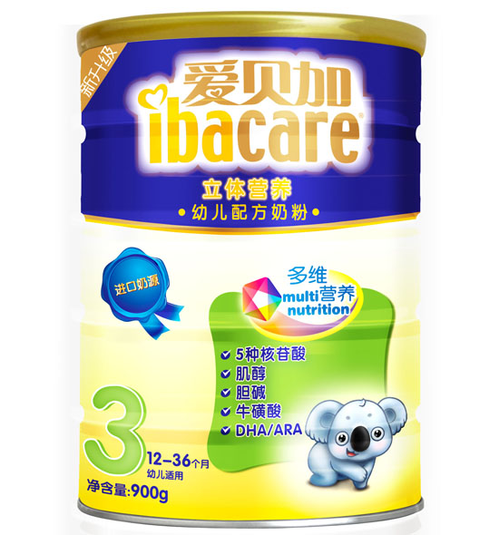 愛(ài)貝加立體營(yíng)養(yǎng)youe配方奶粉罐裝3段