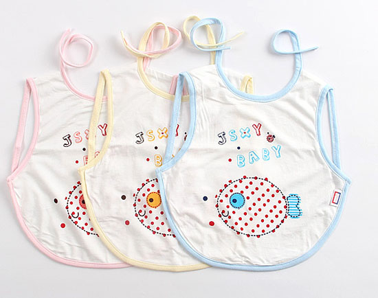 金色小魚(yú)單面麻塞爾纖維小號(hào)口水圍(三條裝)