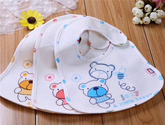 金色小魚毛巾壓膠豆豆熊口水圍