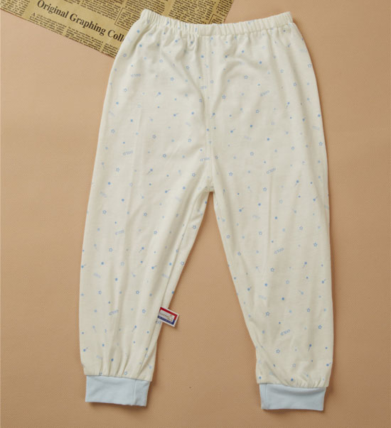 金色小魚白竹炭米白單面滿天星束口單條褲