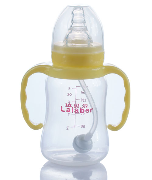 拉貝爾5安士標準口徑自動吸管PP奶瓶-黃色手柄