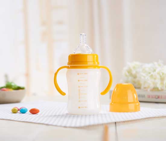 樂(lè)米樂(lè)有柄寬口奶瓶黃色(180ml)