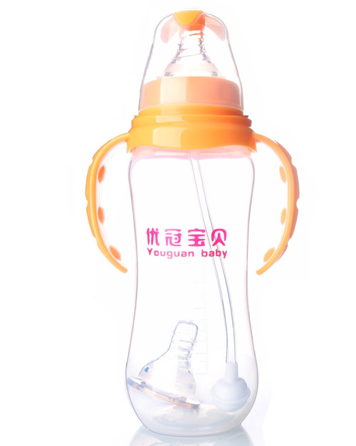 優(yōu)冠寶貝標口徑PP奶瓶300ml橙色