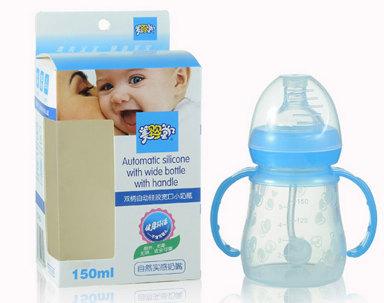 美嬰堂雙柄自動硅膠寬口奶瓶150ML