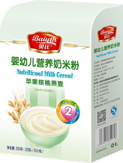 貝氏蘋果核桃燕麥y(cè)ingye營(yíng)養(yǎng)奶米粉408克盒裝2段
