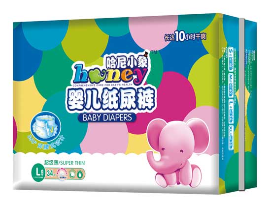 哈尼小象l碼34片360°環(huán)腰式超級(jí)薄yinge紙尿褲