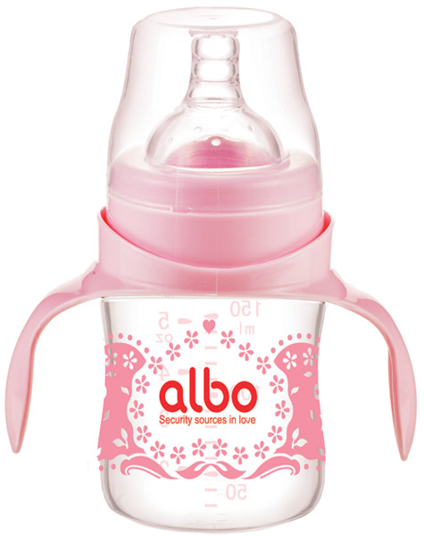 愛樂寶150ml寬口晶鉆玻璃奶瓶粉紅