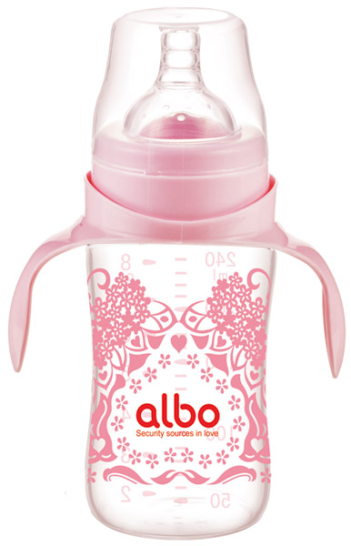 愛樂寶240ml寬口晶鉆玻璃奶瓶粉紅